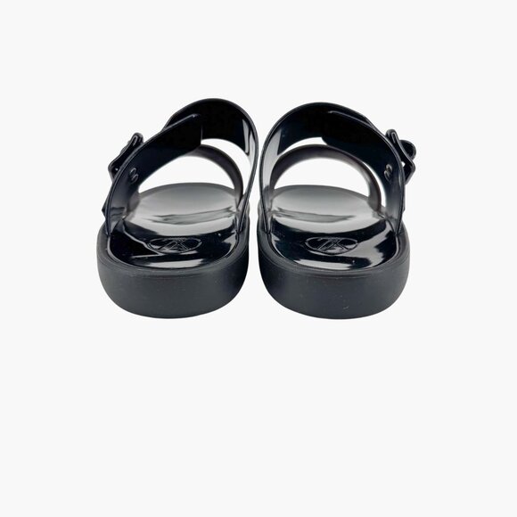 Louis Vuitton Sunbath Mule Slide Sandals Black Rubber Size 38 US 8 Women LV Logo - Picture 8 of 15